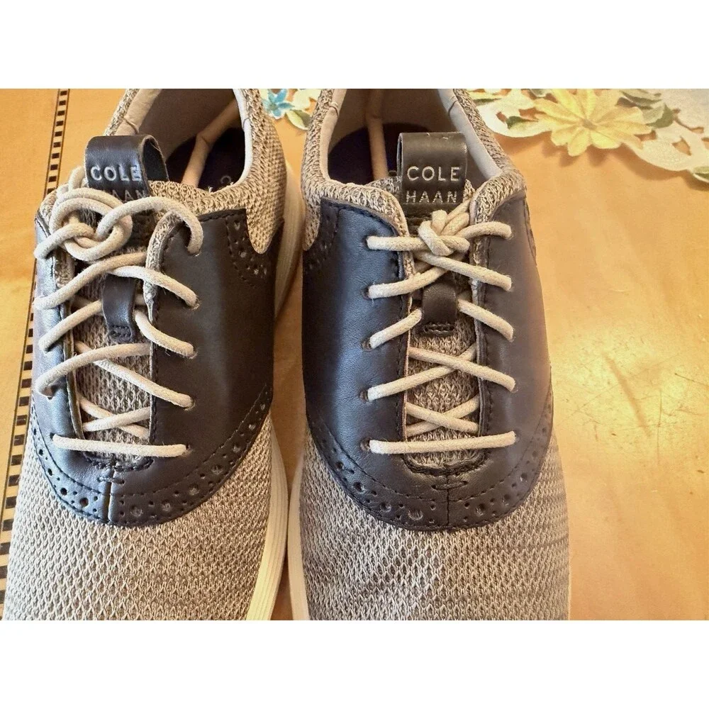 Cole Haan Grand Tour Knit Oxford Mens Size 9 M Gray Black Shoes Lace Up EUC